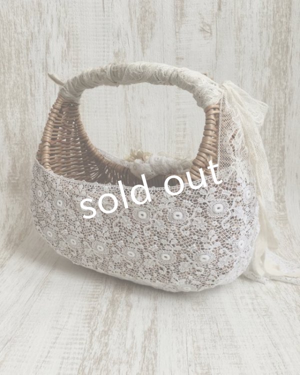 画像6: pollenbienco／アンティークレースまるかご・白の花束 (6)