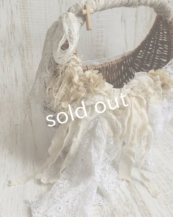 画像3: pollenbienco／アンティークレースまるかご・白の花束 (3)