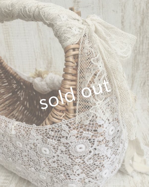 画像7: pollenbienco／アンティークレースまるかご・白の花束 (7)