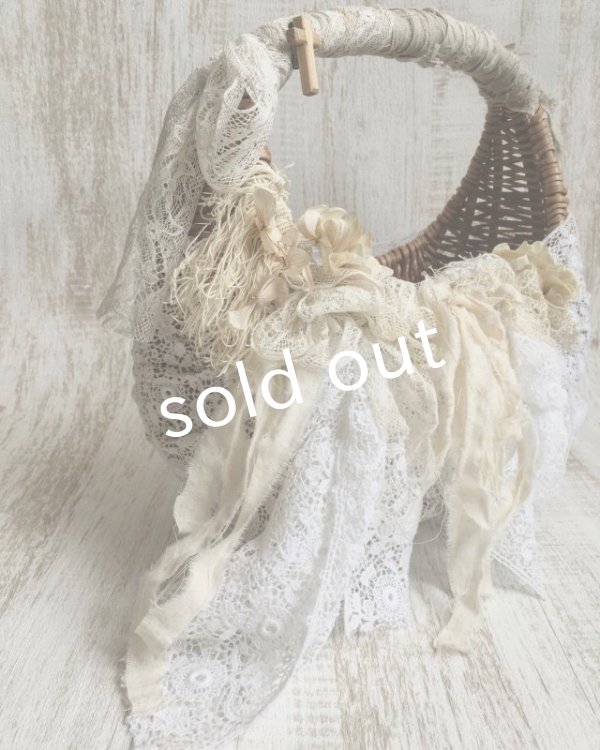 画像8: pollenbienco／アンティークレースまるかご・白の花束 (8)