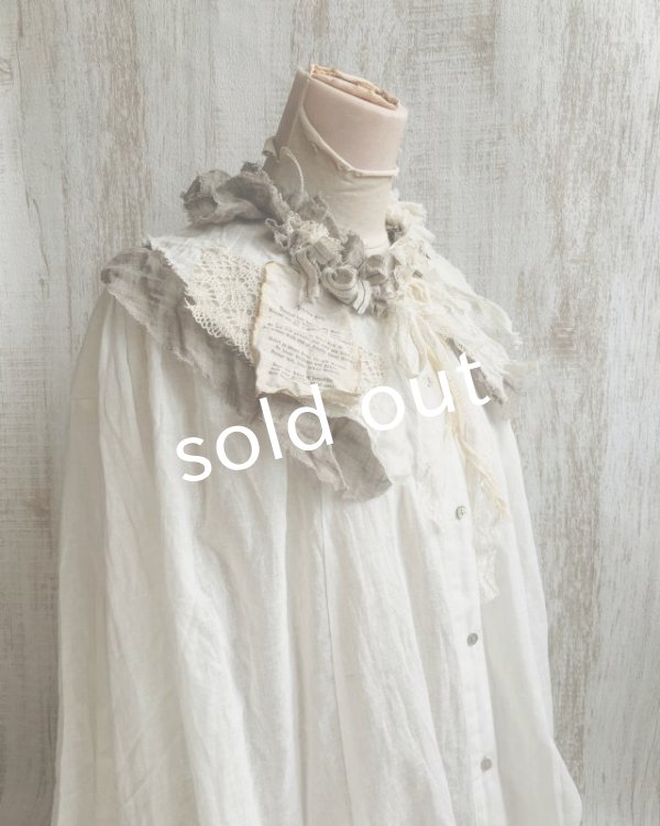 画像5: pollenbienco／アンティークレースとガーゼのティペット・a (5)