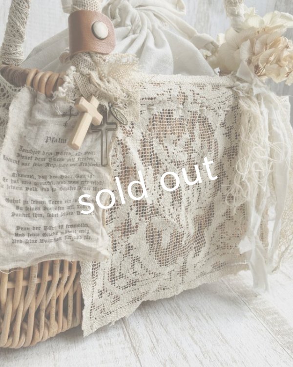 画像6: pollenbienco／アンティークレースのかごバッグ・ドイリーと花束 (6)