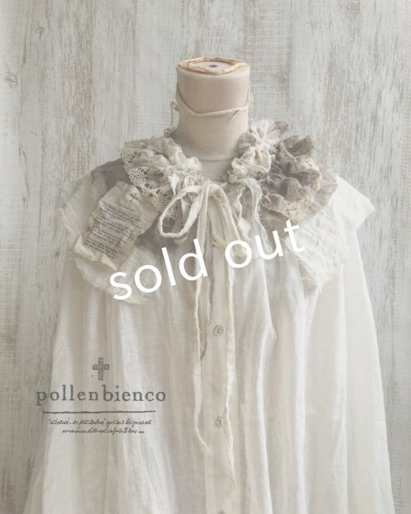 画像2: pollenbienco／アンティークレースとガーゼのティペット・c (2)