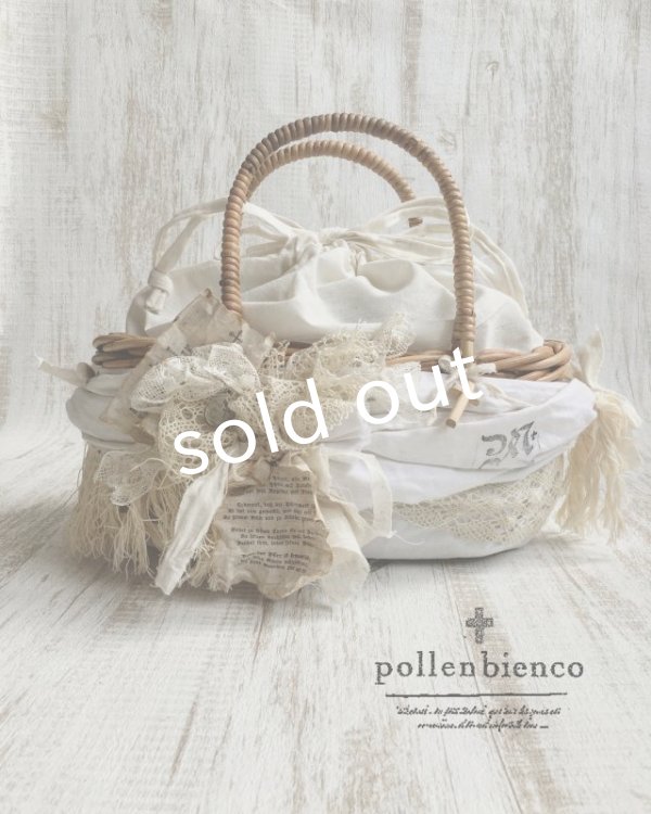 画像2: pollenbienco／アンティークレースのかごバッグ・祈りのメダイ (2)
