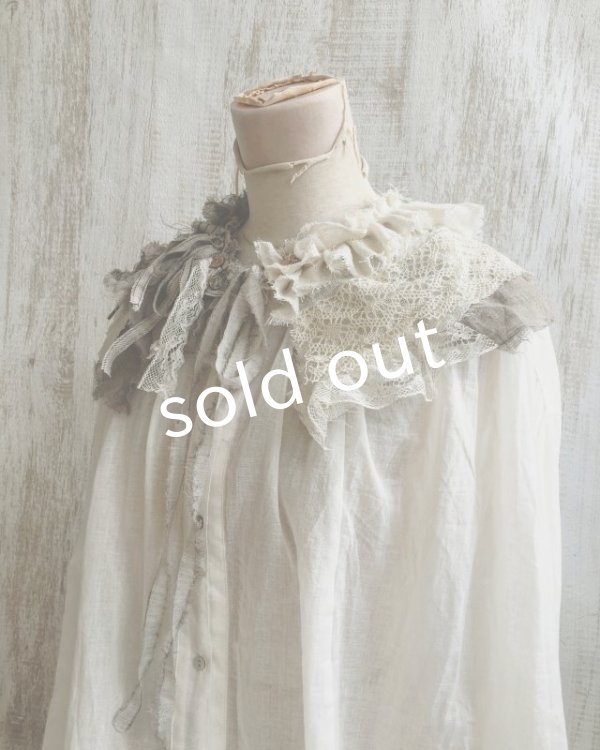 画像3: pollenbienco／アンティークレースとガーゼのティペット・b (3)