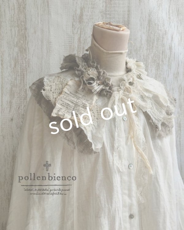 画像2: pollenbienco／アンティークレースとガーゼのティペット・a (2)