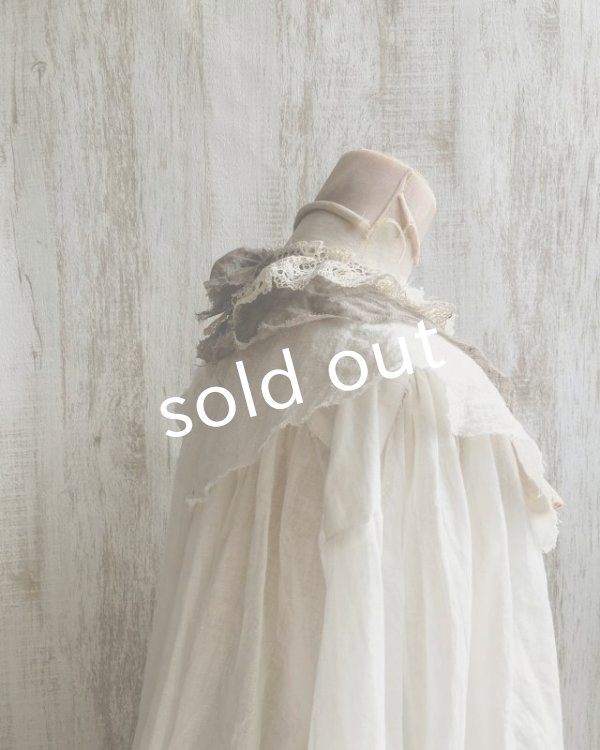 画像4: pollenbienco／アンティークレースとガーゼのティペット・c (4)