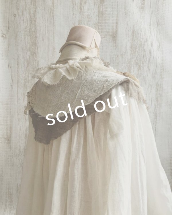 画像4: pollenbienco／アンティークレースとガーゼのティペット・b (4)