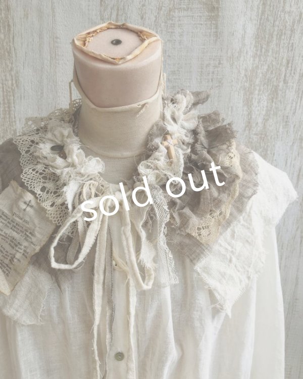 画像3: pollenbienco／アンティークレースとガーゼのティペット・c (3)