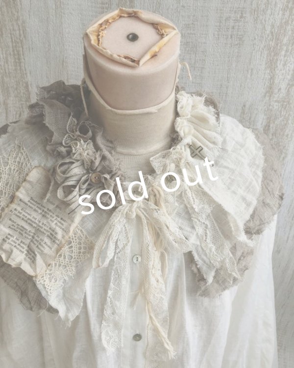 画像3: pollenbienco／アンティークレースとガーゼのティペット・a (3)