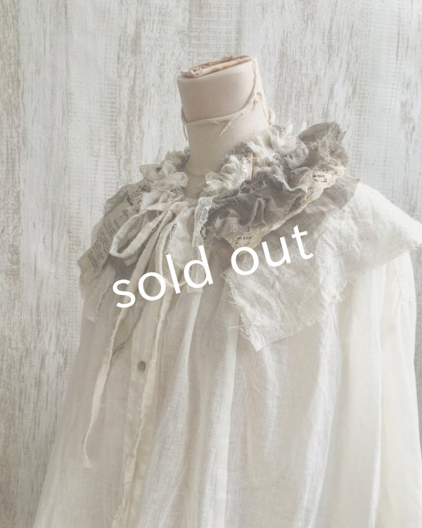 画像5: pollenbienco／アンティークレースとガーゼのティペット・c (5)