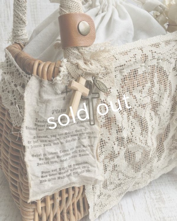 画像4: pollenbienco／アンティークレースのかごバッグ・ドイリーと花束 (4)