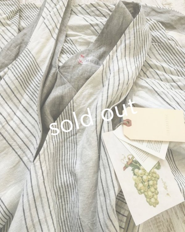 画像10: HALLELUJAH／Robe de femme de chambre no.4 小間使いローブ・off white stripe (10)