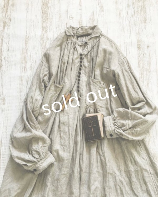 画像2: HALLELUJAH／1890's Bourgeron　1890年代　羊飼いシャツワンピース・flax (2)