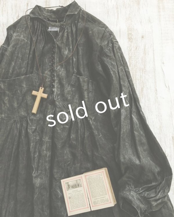 画像4: HALLELUJAH／1890's Bourgeron　1890年代　羊飼いシャツワンピース・墨染dark　charcoal (4)