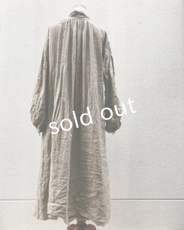 画像10: HALLELUJAH／1890's Bourgeron　1890年代　羊飼いシャツワンピース・off white stripe (10)