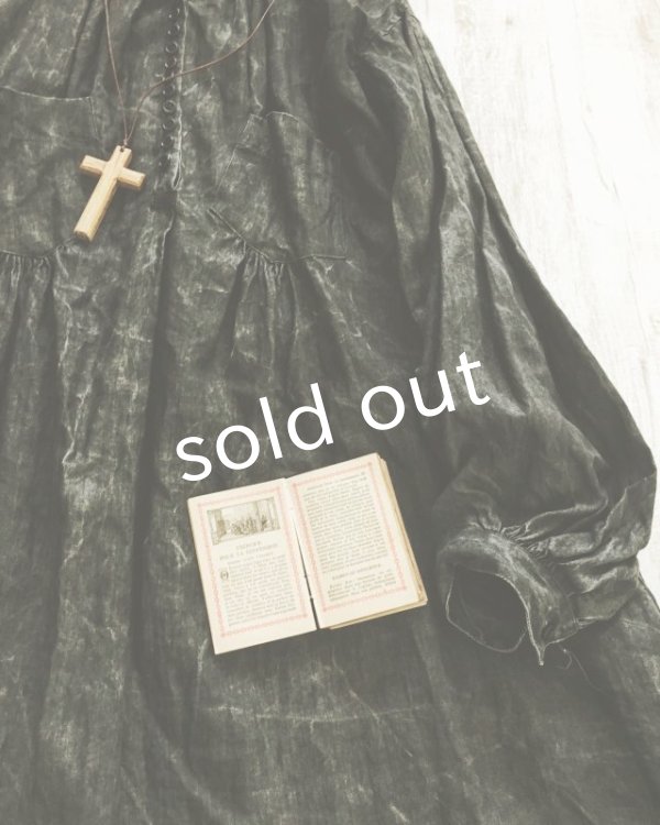 画像3: HALLELUJAH／1890's Bourgeron　1890年代　羊飼いシャツワンピース・墨染dark　charcoal (3)