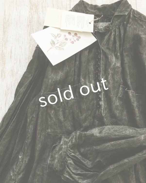 画像7: HALLELUJAH／1890's Bourgeron　1890年代　羊飼いシャツワンピース・墨染dark　charcoal (7)