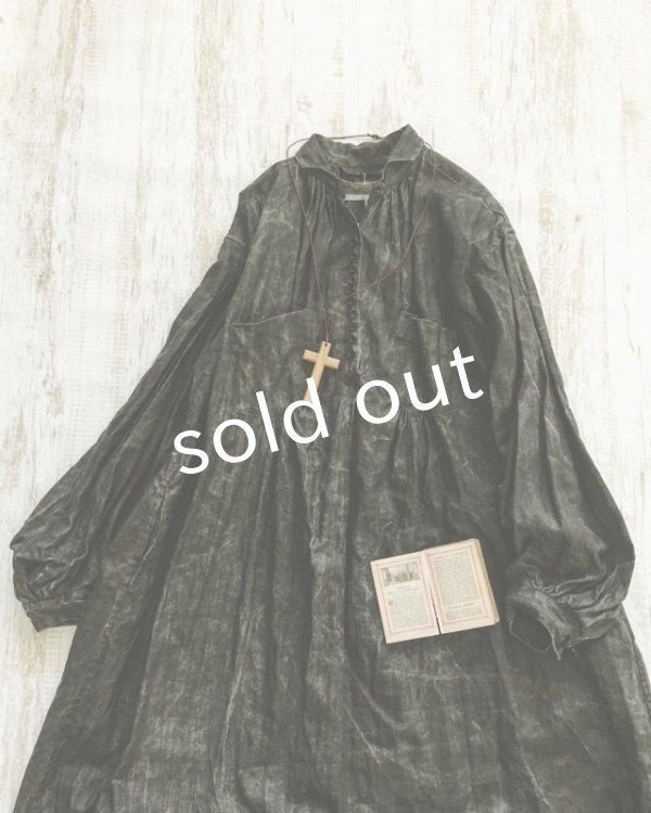 画像5: HALLELUJAH／1890's Bourgeron　1890年代　羊飼いシャツワンピース・墨染dark　charcoal (5)