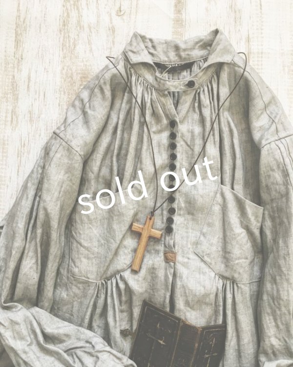 画像4: HALLELUJAH／1890's Bourgeron　1890年代　羊飼いシャツワンピース・墨染light charcoal (4)