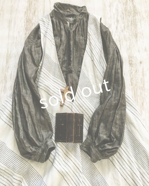 画像4: HALLELUJAH／Robe de femme de chambre no.4 小間使いローブ・off white stripe (4)