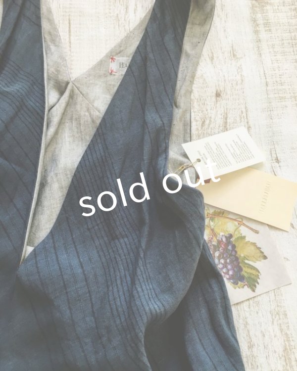 画像2: HALLELUJAH／Robe de femme de chambre no.4 小間使いローブ・navy stripe (2)