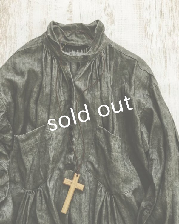 画像3: HALLELUJAH／1890's Bourgeron　1890年代　羊飼いシャツワンピース・墨染charcoal (3)