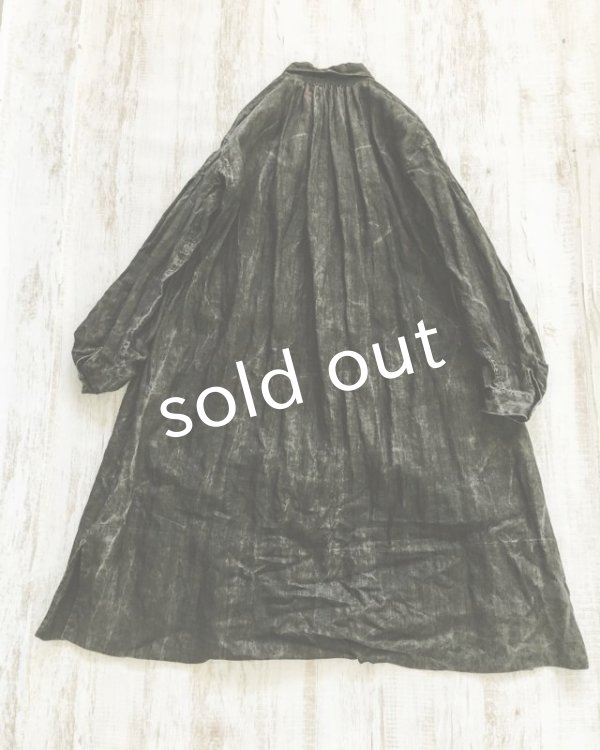 画像8: HALLELUJAH／1890's Bourgeron　1890年代　羊飼いシャツワンピース・墨染dark　charcoal (8)