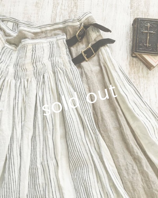 画像2: HALLELUJAH/Kilt Stripe キルトスカート・off white/flax (2)