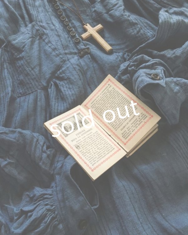 画像3: HALLELUJAH／1890's Bourgeron　1890年代　羊飼いシャツワンピース・navy stripe (3)