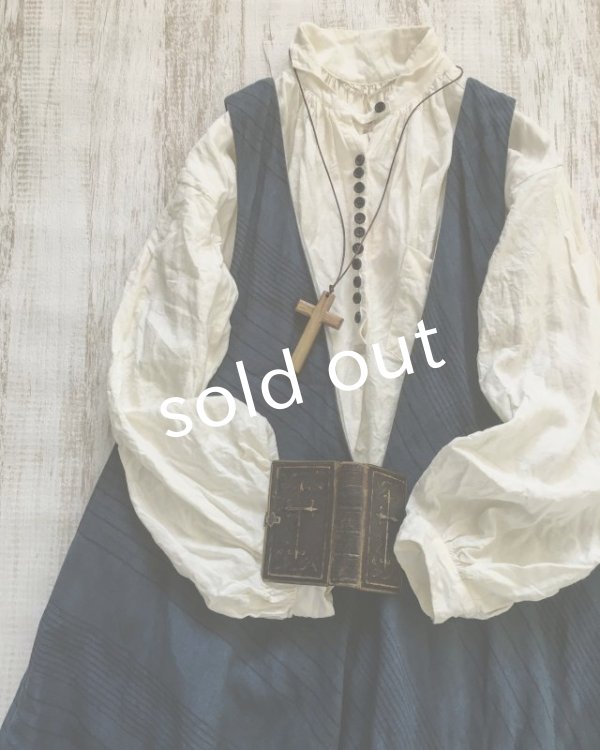 画像3: HALLELUJAH／Robe de femme de chambre no.4 小間使いローブ・navy stripe (3)