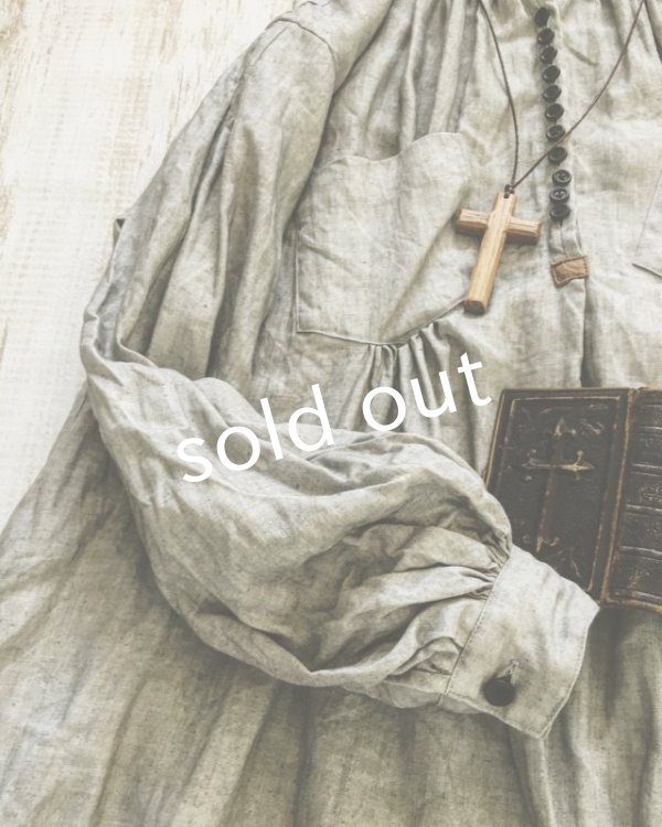 画像3: HALLELUJAH／1890's Bourgeron　1890年代　羊飼いシャツワンピース・墨染light charcoal (3)