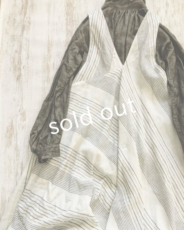 画像8: HALLELUJAH／Robe de femme de chambre no.4 小間使いローブ・off white stripe (8)