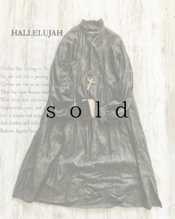 画像1: HALLELUJAH／1890's Bourgeron　1890年代　羊飼いシャツワンピース・墨染charcoal (1)