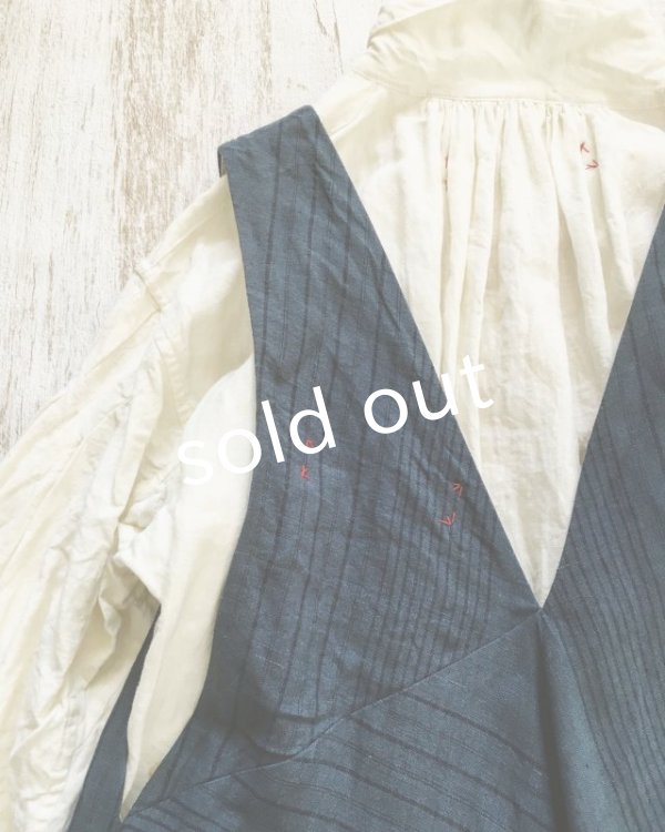 画像5: HALLELUJAH／Robe de femme de chambre no.4 小間使いローブ・navy stripe (5)