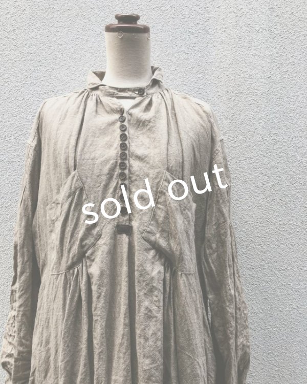 画像10: HALLELUJAH／1890's Bourgeron　1890年代　羊飼いシャツワンピース・墨染light charcoal (10)