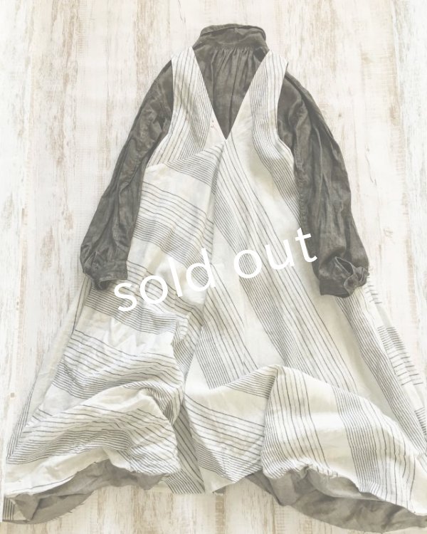 画像7: HALLELUJAH／Robe de femme de chambre no.4 小間使いローブ・off white stripe (7)