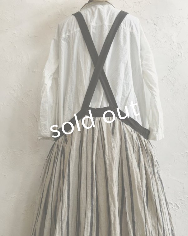 画像7: MARCHE' DE SOEUR／ストライプエプロンワンピース・黒＆ストライプ (7)