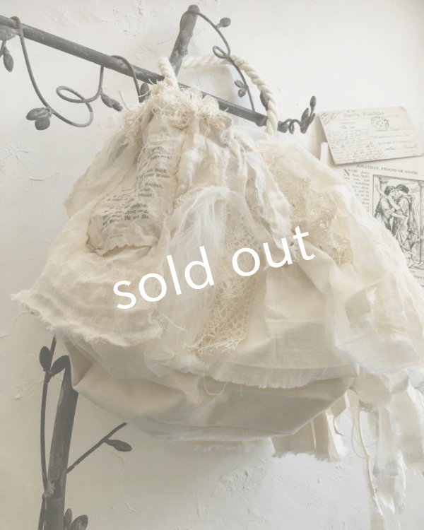 画像12: pollenbienco／アンティークレースと裂き布のバッグ (12)