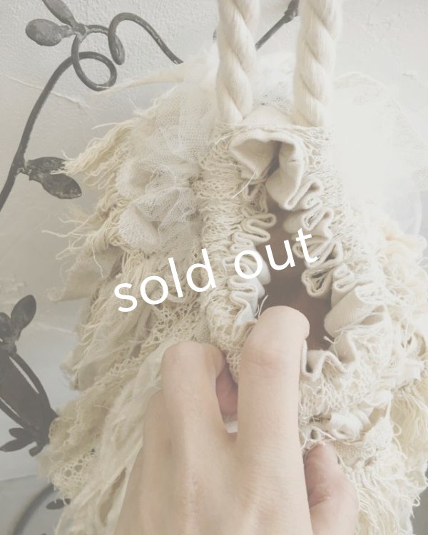 画像10: pollenbienco／アンティークレースと裂き布のバッグ (10)