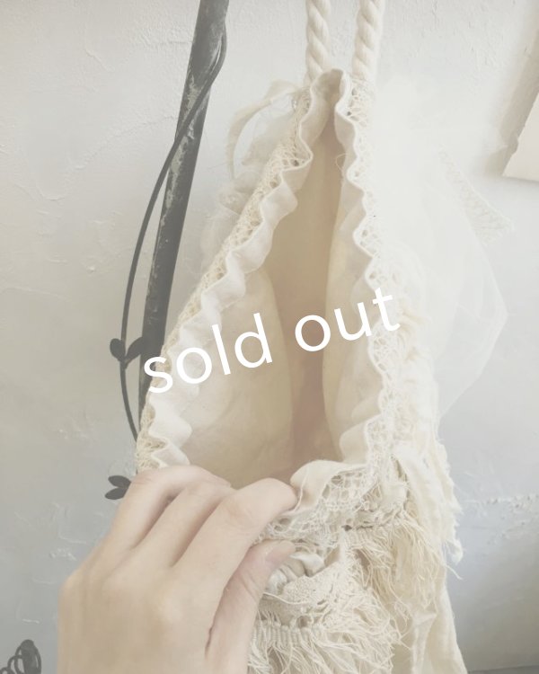 画像8: pollenbienco／アンティークレースと裂き布のバッグ (8)