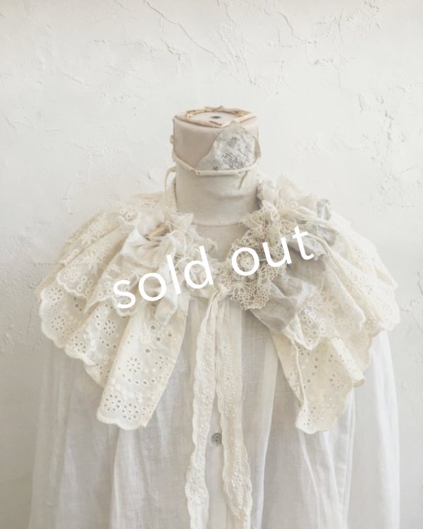 画像2: pollenbienco／アンティーク＆コットンレースのティペット (2)