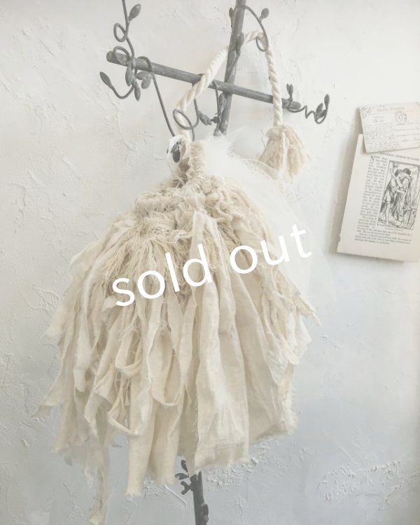 画像2: pollenbienco／アンティークレースと裂き布のバッグ (2)