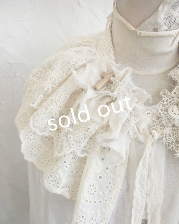 画像4: pollenbienco／アンティーク＆コットンレースのティペット (4)