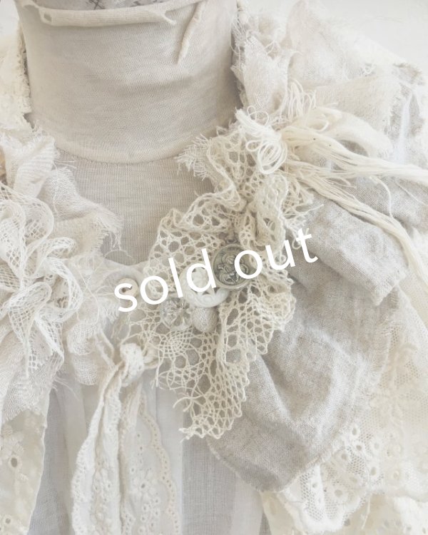 画像3: pollenbienco／アンティーク＆コットンレースのティペット (3)