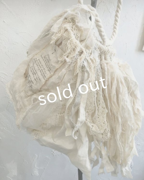 画像4: pollenbienco／アンティークレースと裂き布のバッグ (4)