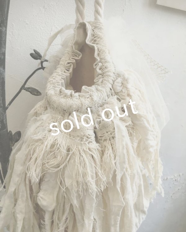 画像7: pollenbienco／アンティークレースと裂き布のバッグ (7)