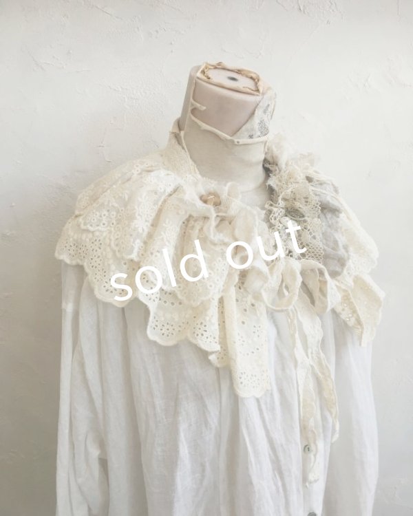 画像5: pollenbienco／アンティーク＆コットンレースのティペット (5)