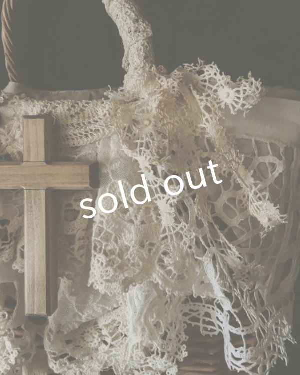 画像3: pollenbienco／十字架とアンティークレースのバスケット (3)