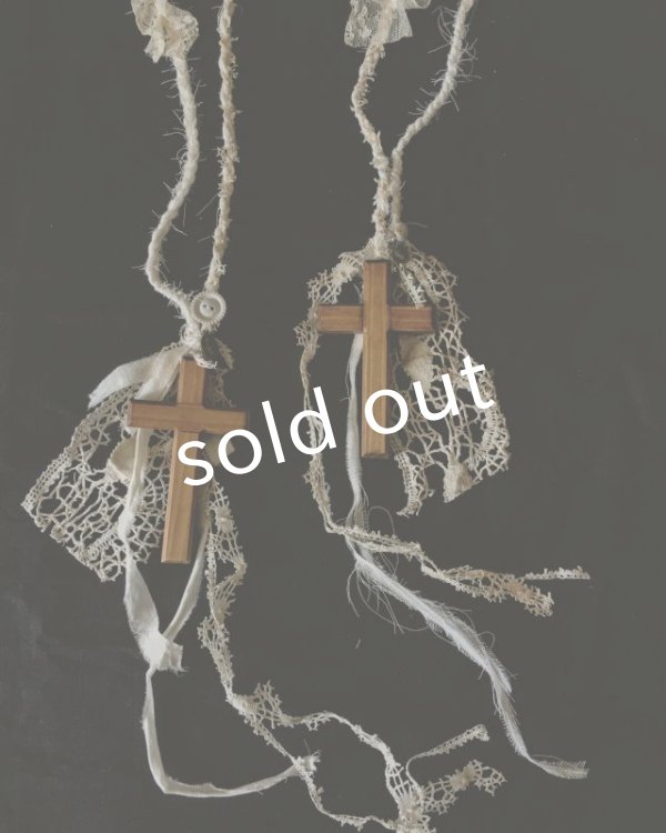 画像2: pollenbienco／アンティークレースの特大十字架ネックレス (2)